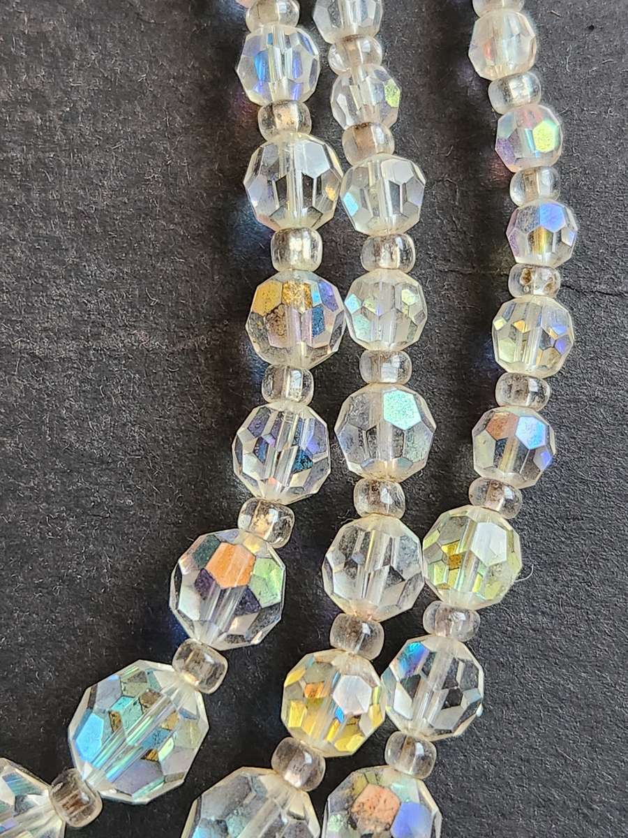 Vintage 3 Strand Aurora Rhinestone Necklace- as per photograph