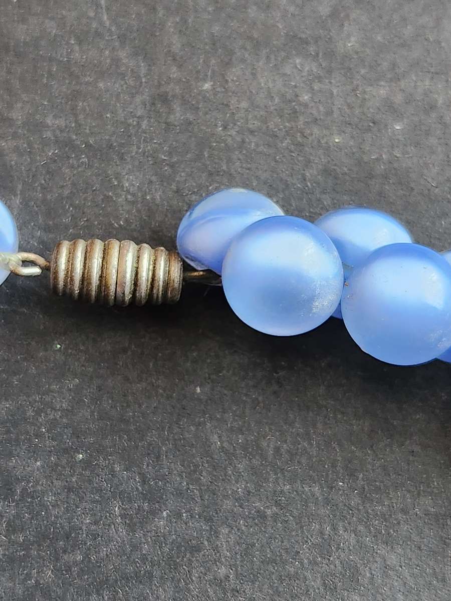 Vintage Moonlight Blue Beaded Glass Necklace- as per photograph