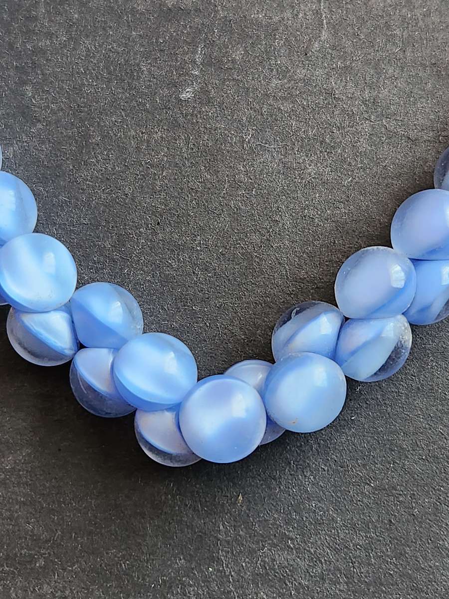 Vintage Moonlight Blue Beaded Glass Necklace- as per photograph