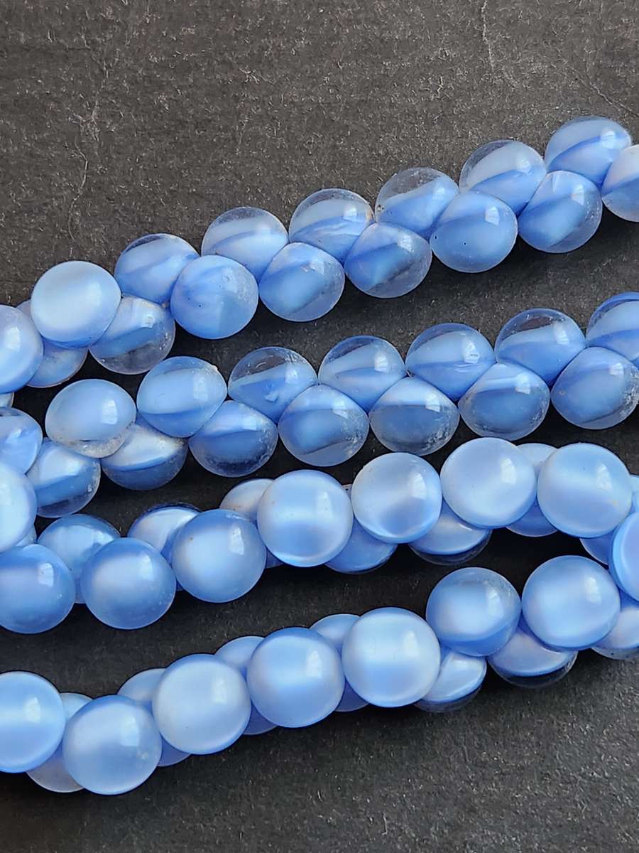 Vintage Moonlight Blue Beaded Glass Necklace- as per photograph