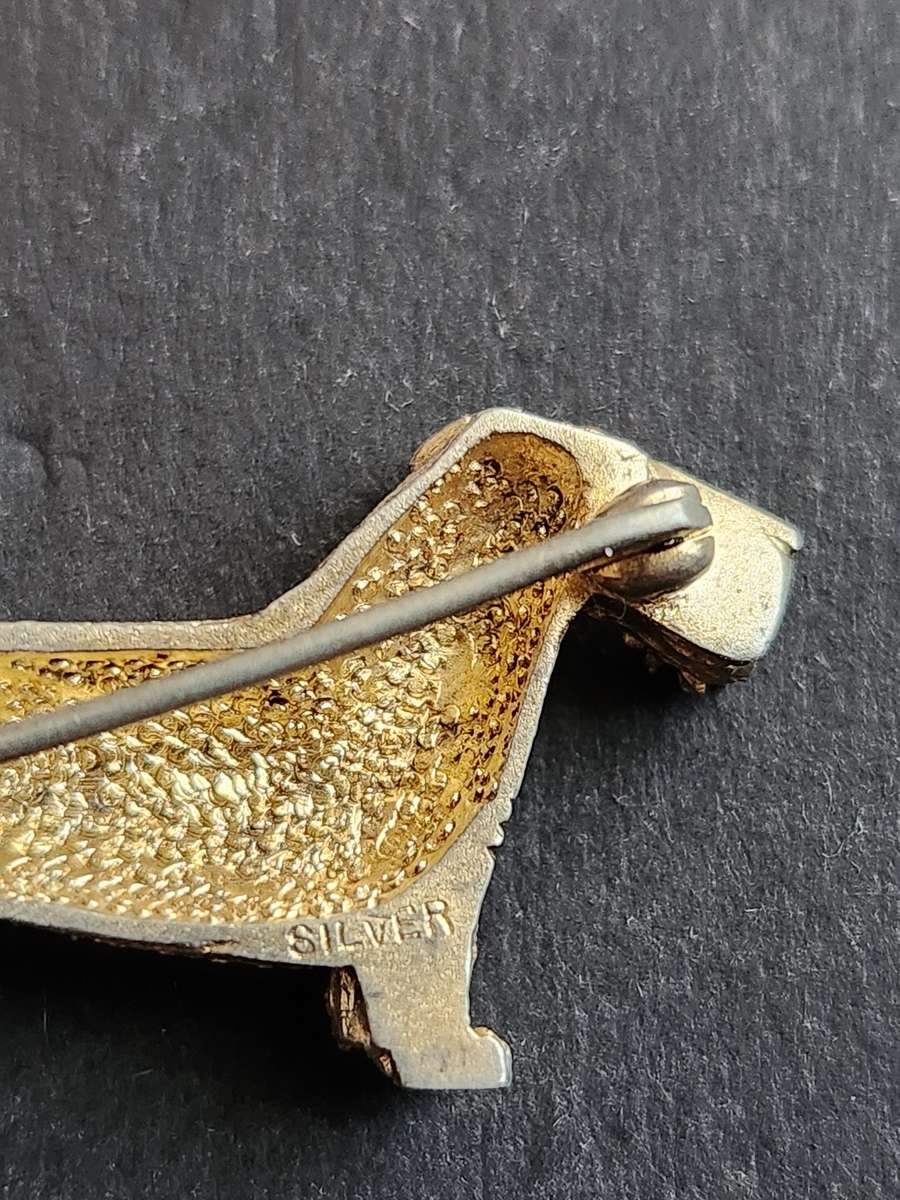 Vintage Sterling Silver Gilded Scotty Dog Brooch 7.4g - as per photograph