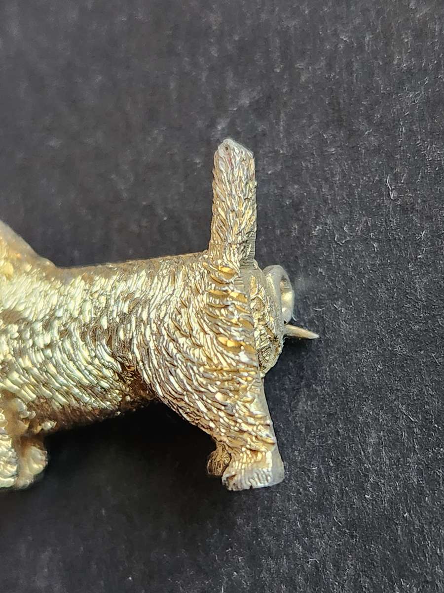 Vintage Sterling Silver Gilded Scotty Dog Brooch 7.4g - as per photograph