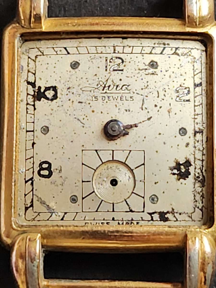 Vintage Avia 15 Jewels Mechanical Wrist Watch Rolled Gold (missing hands/balance wheel moves) not wk