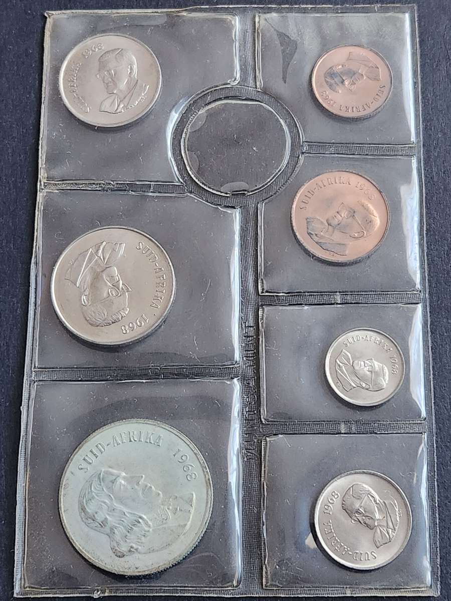 SA Mint Pack 1968 Afrikaans (including Silver One Rand) - as per photograph
