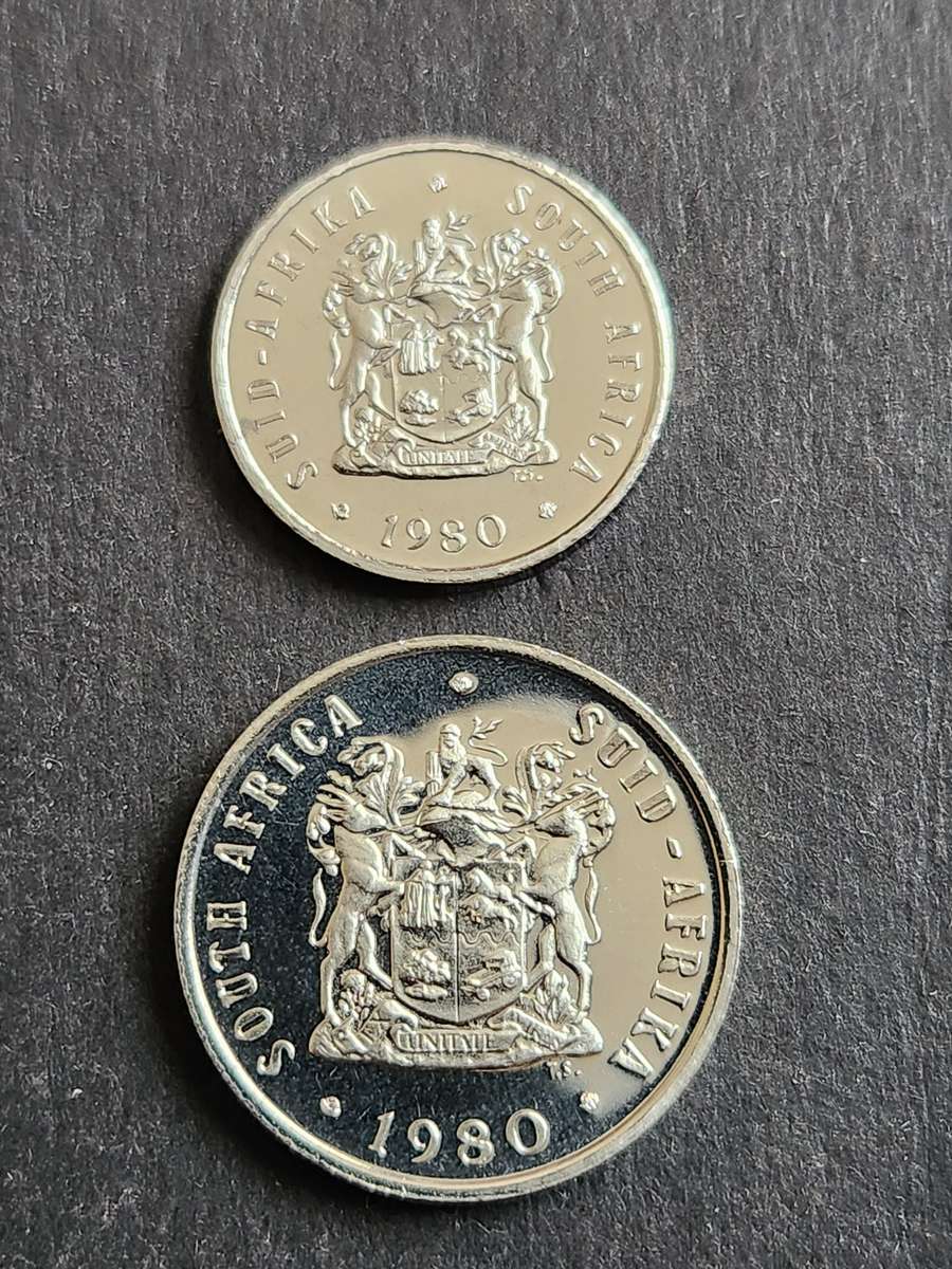Republic 5 and 10 Cents 1980 Proof - as per photograph