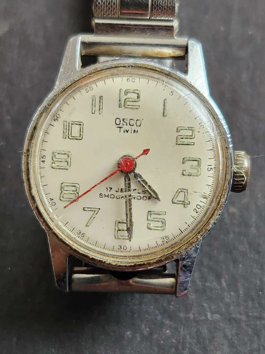 Vintage Ladies Osco Twin 17 Jewels Shock Proof Mechanical Wrist Watch (not working) - as per photogr