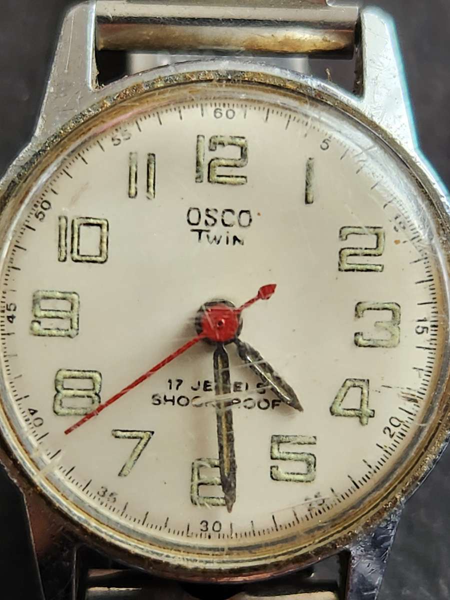 Vintage Ladies Osco Twin 17 Jewels Shock Proof Mechanical Wrist Watch (not working) - as per photogr