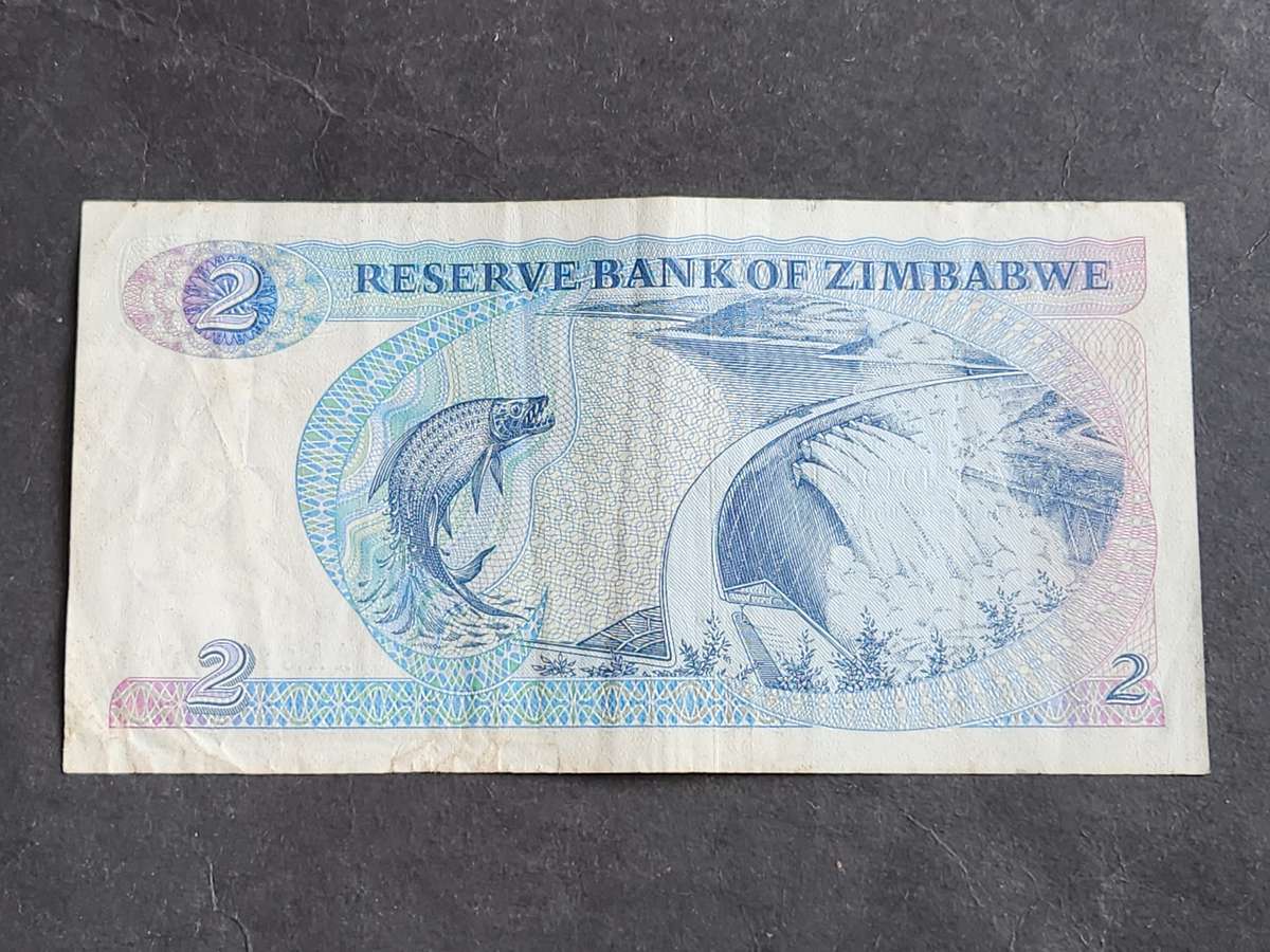 Reserve Bank of Zimbabwe 2 Dollars AA series Salisbury 1980 (Bird Watermark) - as per photograph