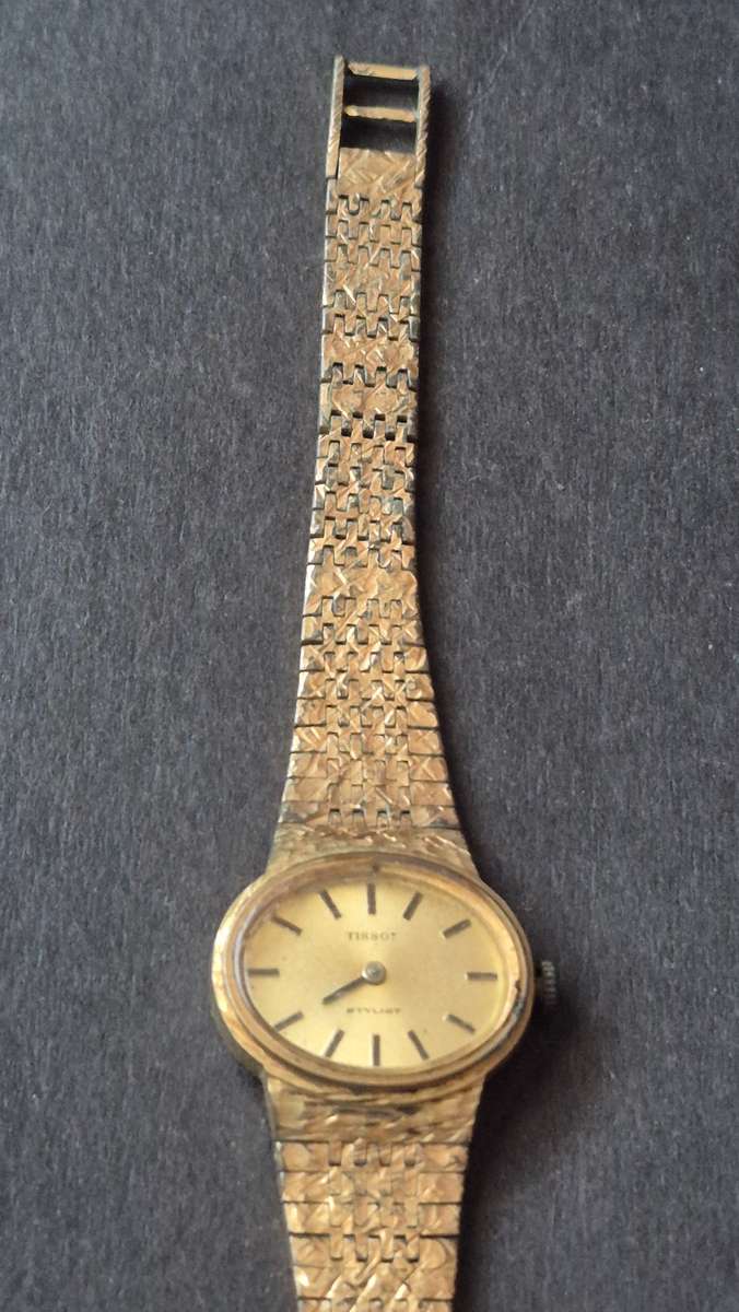 Vintage Ladies Tissot Stylist Mechanical Wrist Watch- sold as is (hand is broken)