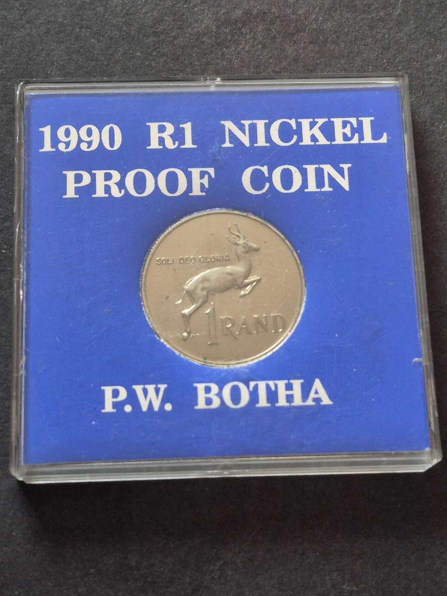 1990 Proof Nickel One Rand PW Botha