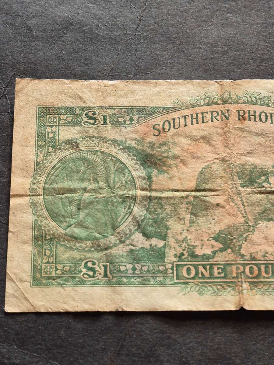 Southern Rhodesia One Pound Salisbury Rhodes Watermark 10 September 1955