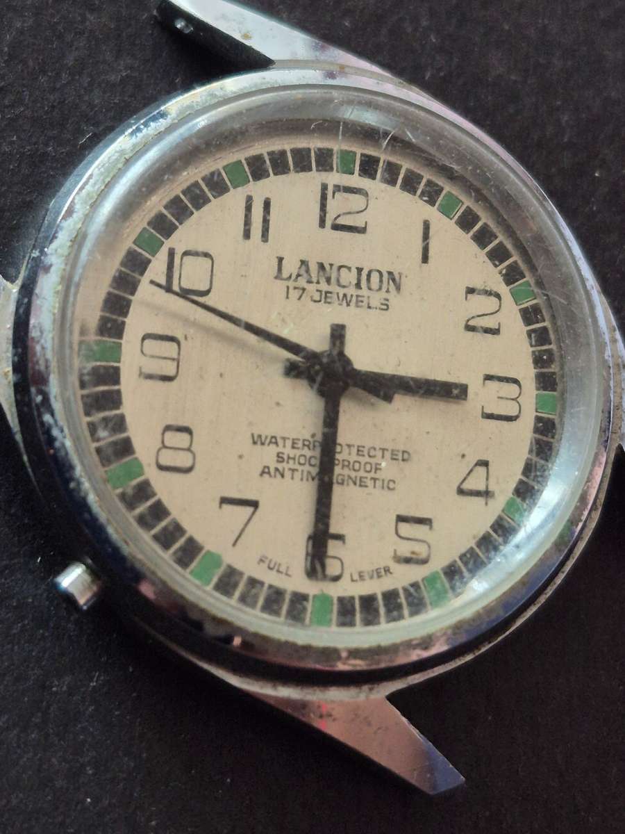 Vintage Lancoin 17 Jewels Water Protected Shock Proof Antimagnetic Men's Wrist Watch (not working)