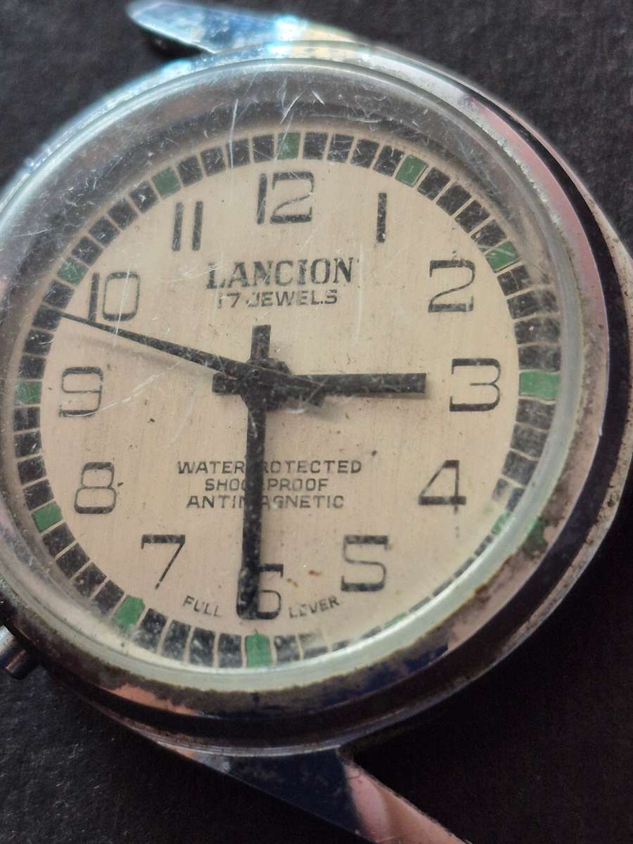 Vintage Lancoin 17 Jewels Water Protected Shock Proof Antimagnetic Men's Wrist Watch (not working)