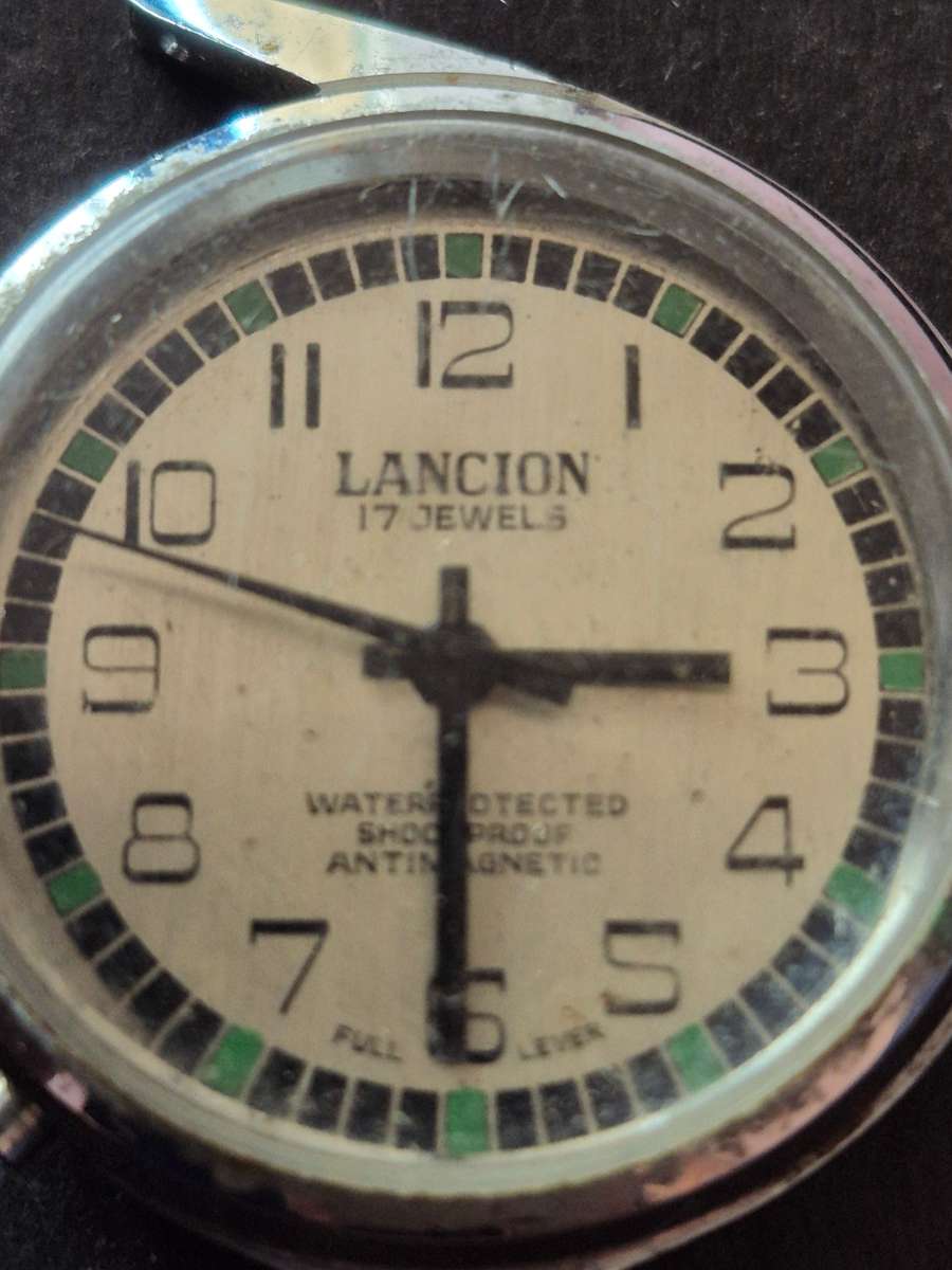 Vintage Lancoin 17 Jewels Water Protected Shock Proof Antimagnetic Men's Wrist Watch (not working)