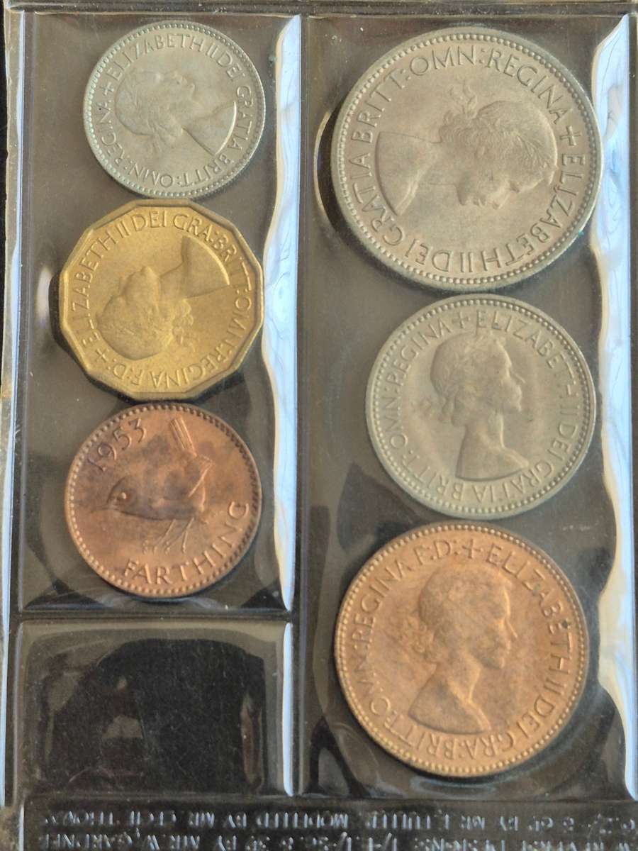 UK 1953 UNC Set (crown,shilling,Penny,Sixpence,threepence,farthing)