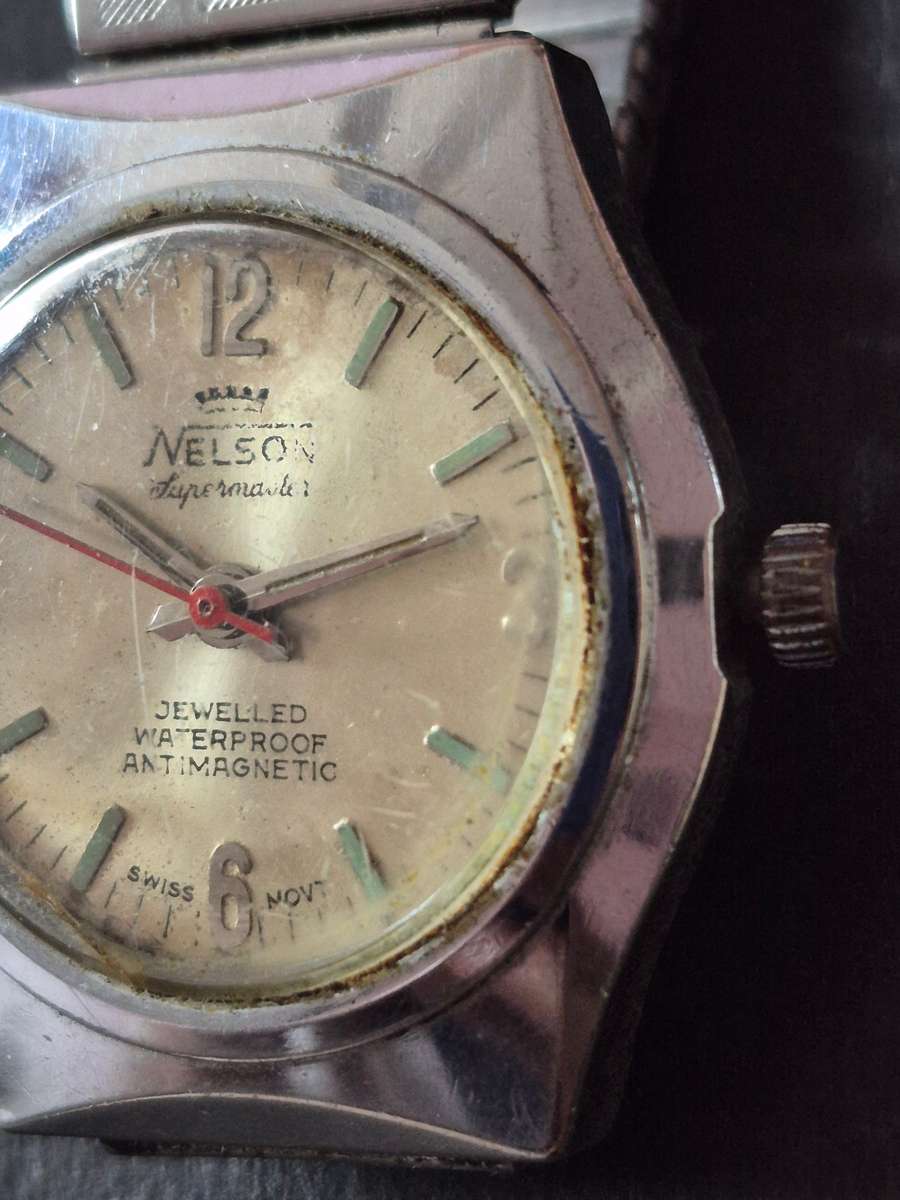 Vintage Nelson Supermatic Jewelled Waterproof Antimagnetic Swiss made Mechanical Men's Watch