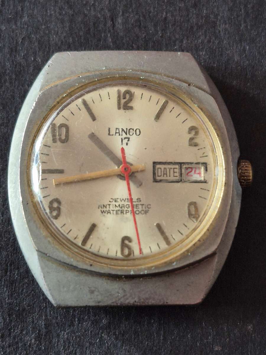 Vintage Lanco 17 Jewels Antimagnetic Waterproof Men's Wrist Watch (not working)
