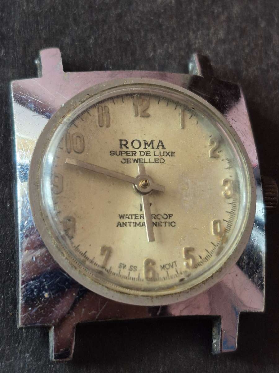 Vintage Roma Super Deluxe Jewelled Waterproof Antimagnetic Men's Wrist Watch (not working)