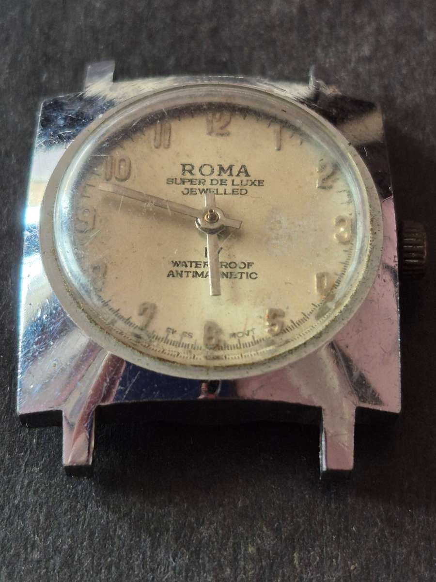 Vintage Roma Super Deluxe Jewelled Waterproof Antimagnetic Men's Wrist Watch (not working)