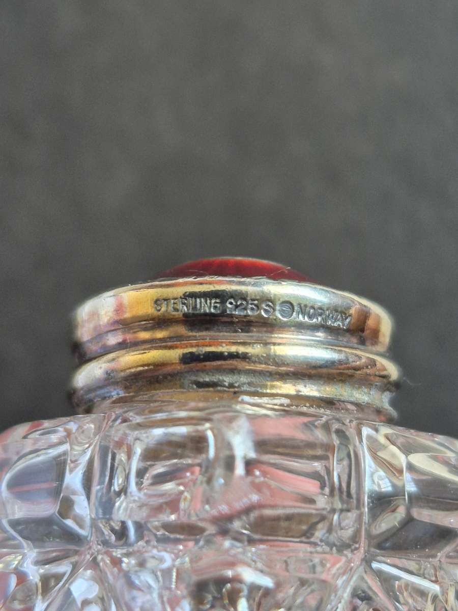Norway Sterling Silver Guilloche Enamel Crystal Pepper Shaker