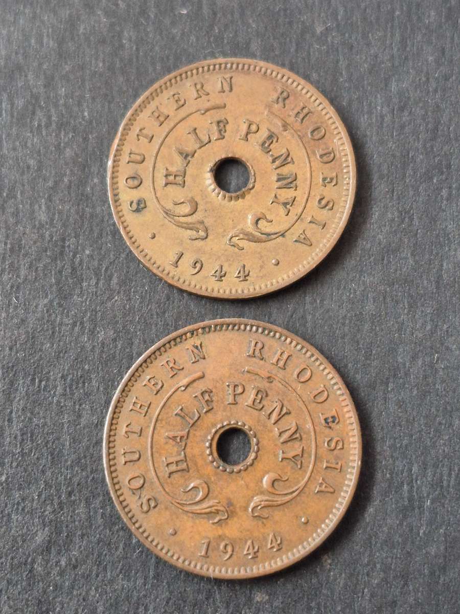 2 x Southern Rhodesia /2 Pennies 1944