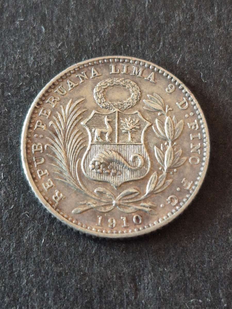 Peru One Dinero 1910 Silver