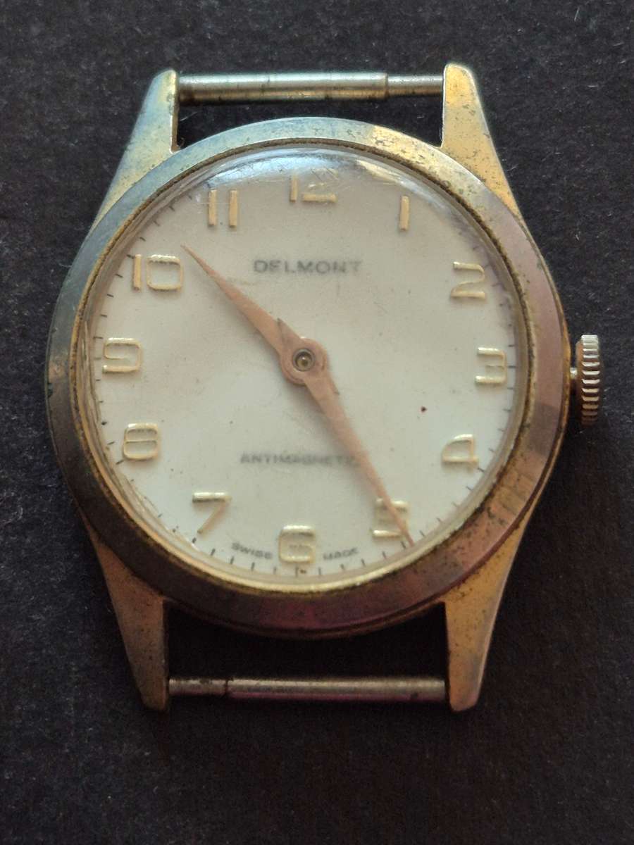 Vintage Delmont Antimagnetic Swiss made Men's Wrist Watch (not working)