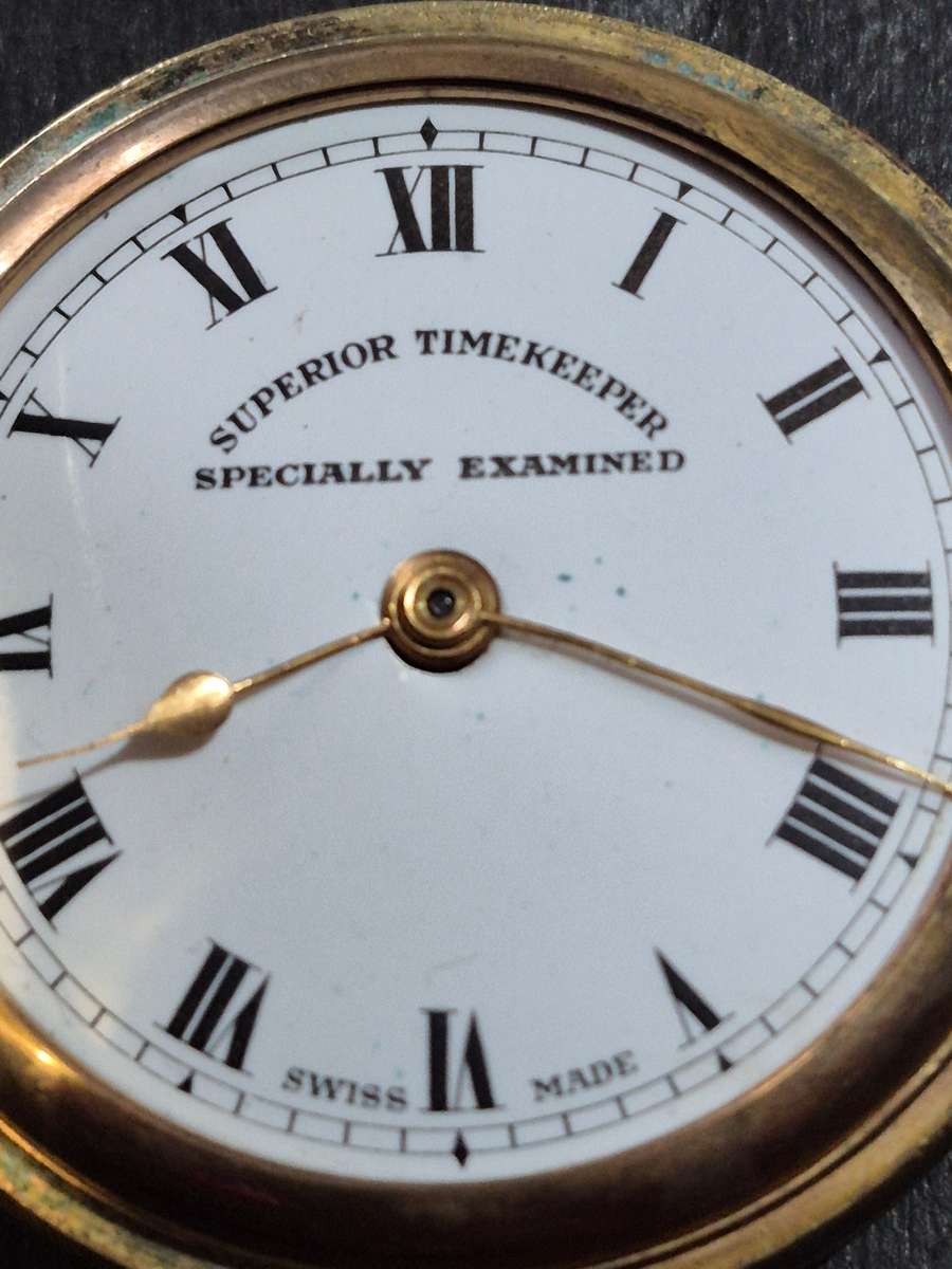 Vintage Gold Plated Superior Time Keeper Swissmade Mechanical Pocket Watch (not working) ideal for s