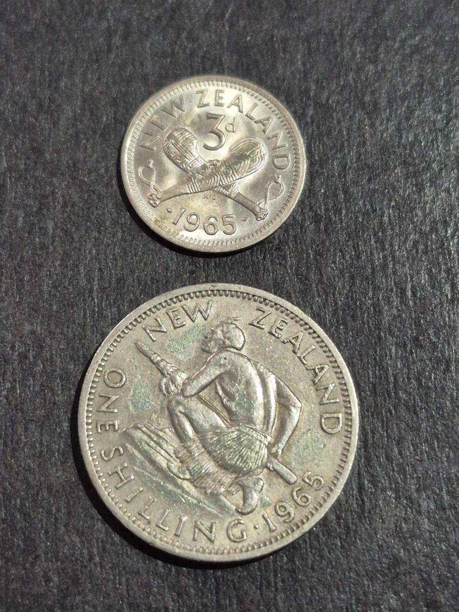 New Zealand Threepence and Shilling 1965