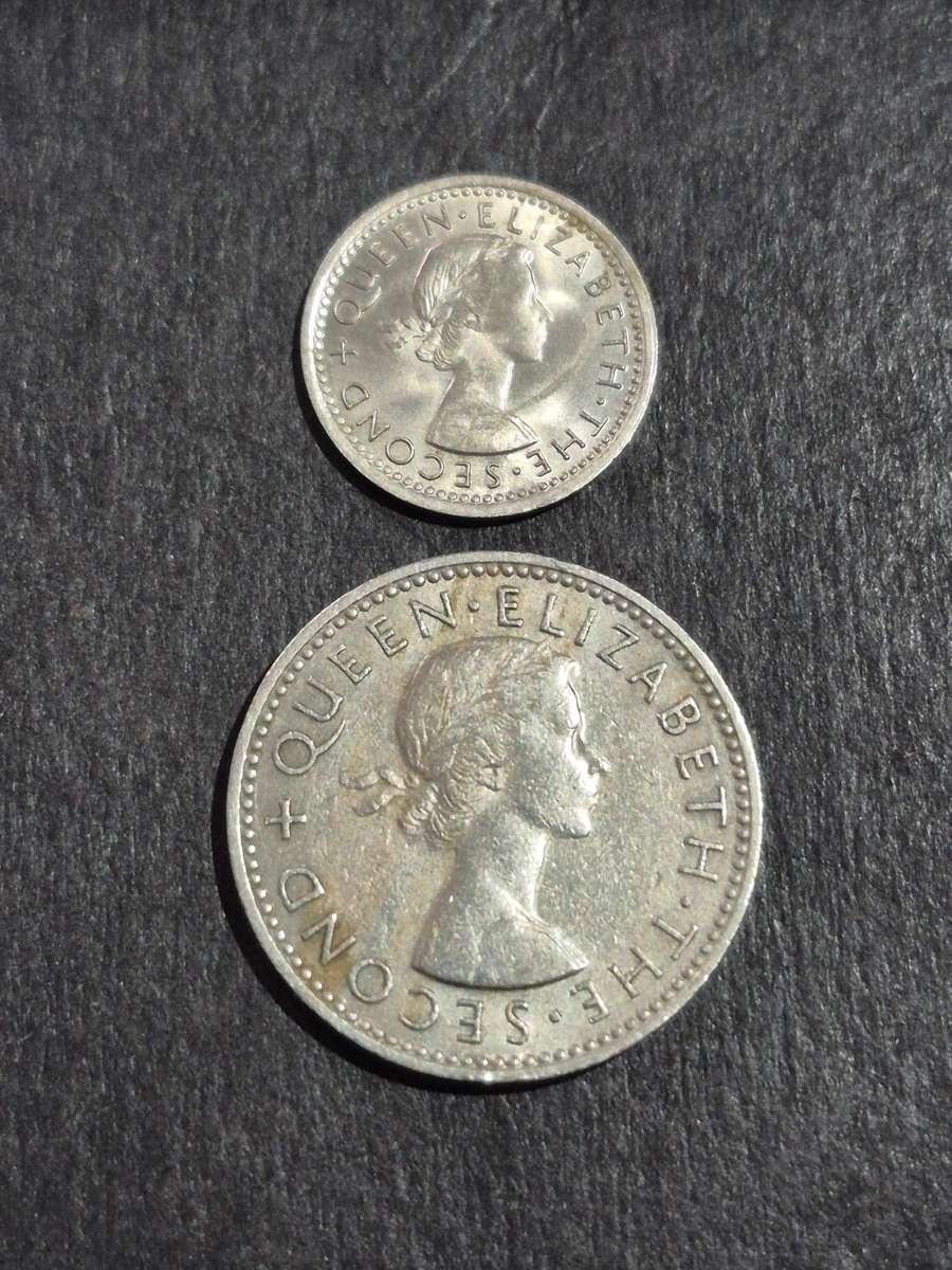 New Zealand Threepence and Shilling 1965