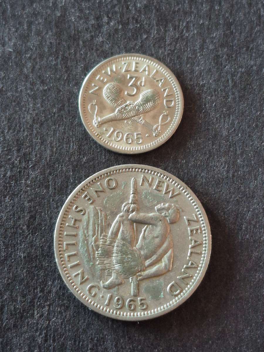 New Zealand Threepence and Shilling 1965