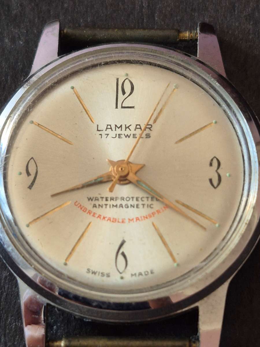 Vintage Lamkar 17 Jewels Water Protected Antimagnetic Unbreakable Mainspring Men's Wrist Watch (not