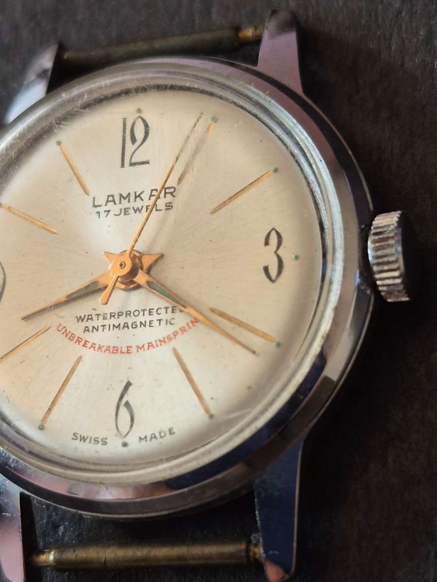 Vintage Lamkar 17 Jewels Water Protected Antimagnetic Unbreakable Mainspring Men's Wrist Watch (not