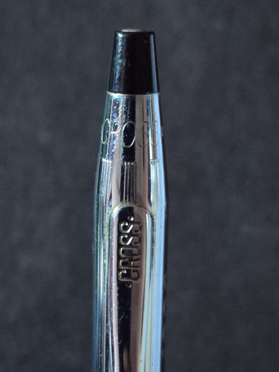 Vintage Cross Chrome Plated Pen - made in Ireland (engraved)