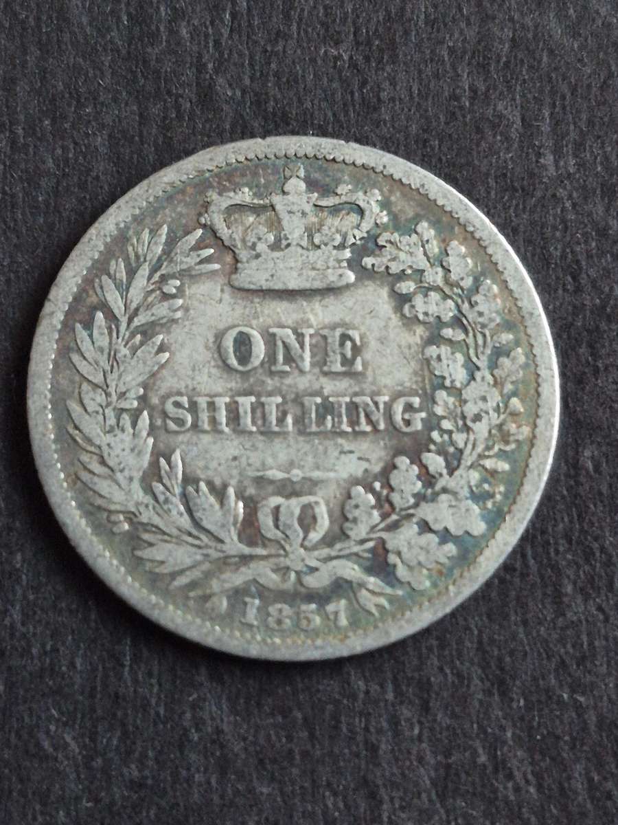 UK Queen Victoria Younghead One Shilling 1857 Silver