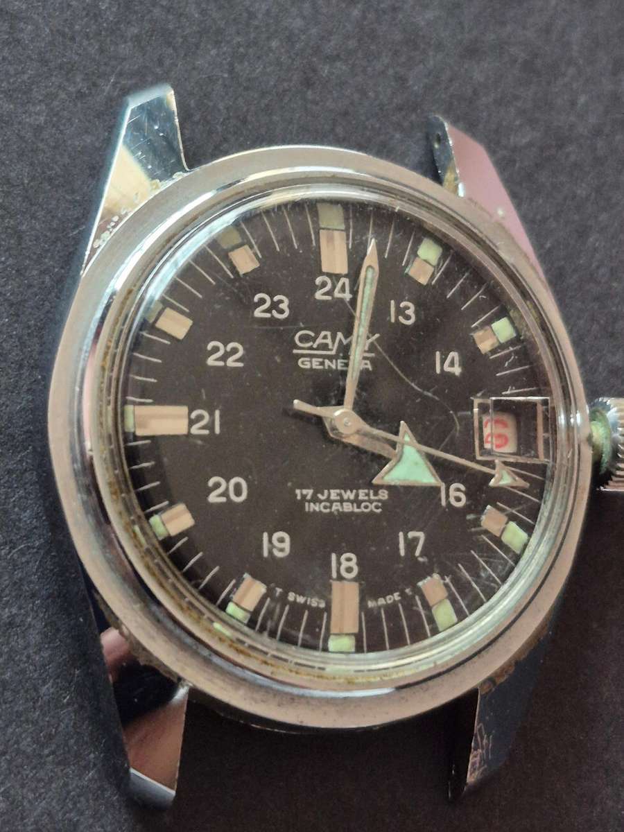 Vintage Camy 17 Jewels Incablock Men's Wrist Watch- runs (needs to be serviced) excellent condition