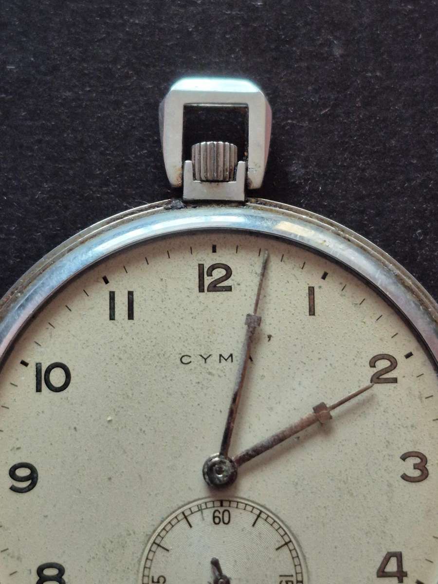 Vintage Cyma Pocket Watch - no glass - cannot open back (not working)