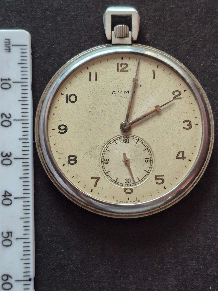 Vintage Cyma Pocket Watch - no glass - cannot open back (not working)