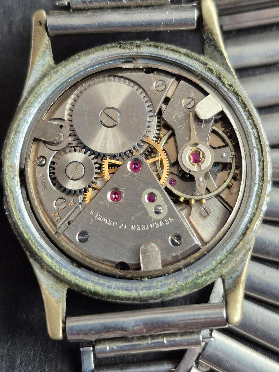 Vintage Rotary 15 Jewels Incablock Mechanical Wrist Watch (untested) balance wheel spins
