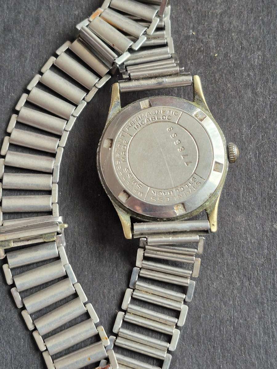 Vintage Rotary 15 Jewels Incablock Mechanical Wrist Watch (untested) balance wheel spins