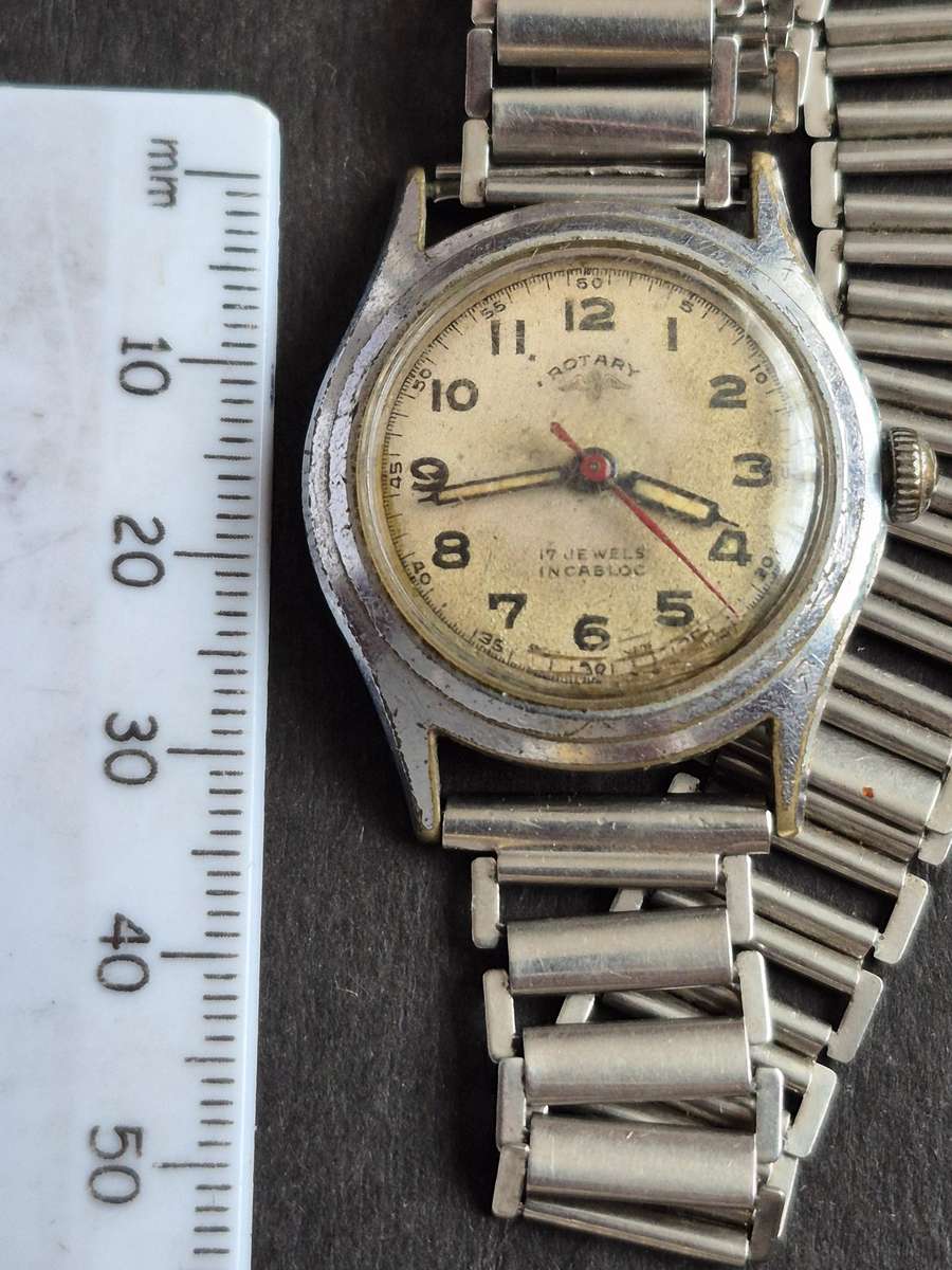 Vintage Rotary 15 Jewels Incablock Mechanical Wrist Watch (untested) balance wheel spins