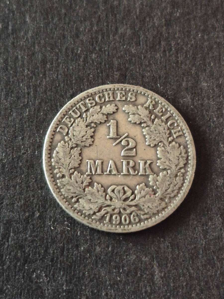 Deutsches Reich 1/2 Mark 1906 Silver