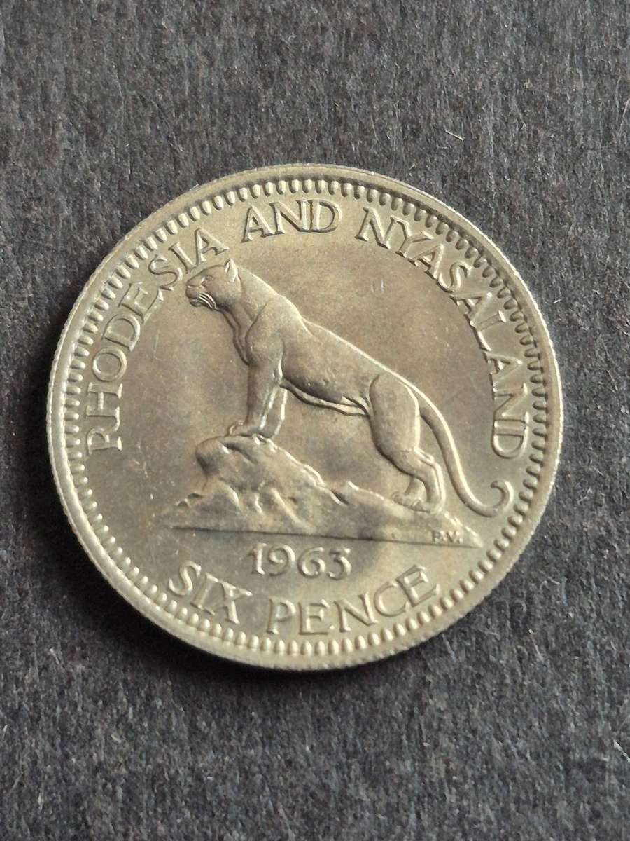 Rhodesia and Nyasaland Sixpence 1963 UNC - scarce date