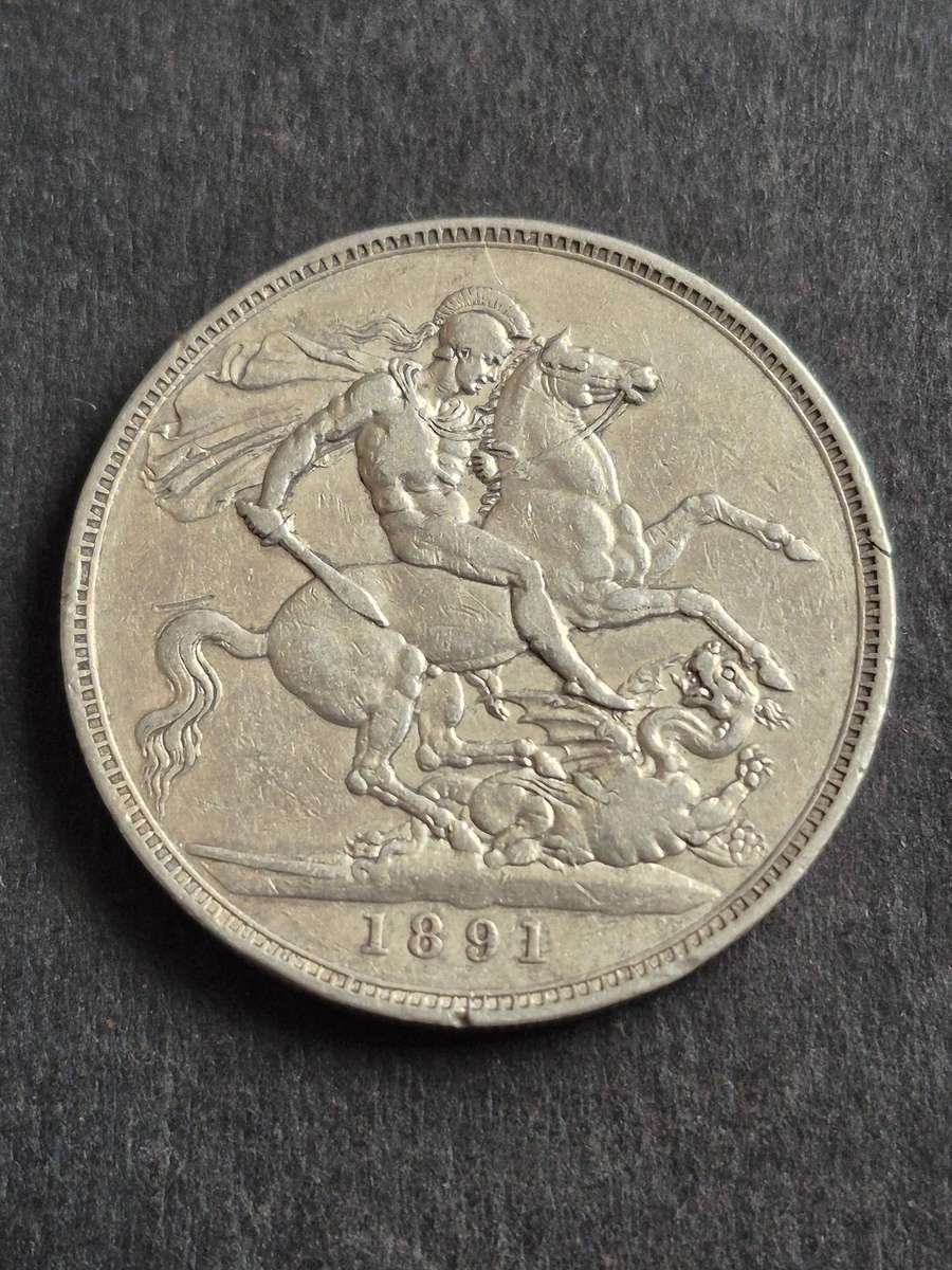 UK Crown Queen Victoria 1891 Silver