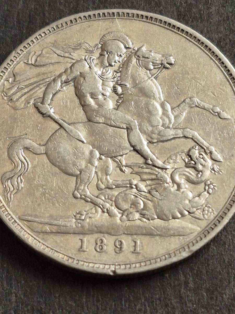 UK Crown Queen Victoria 1891 Silver