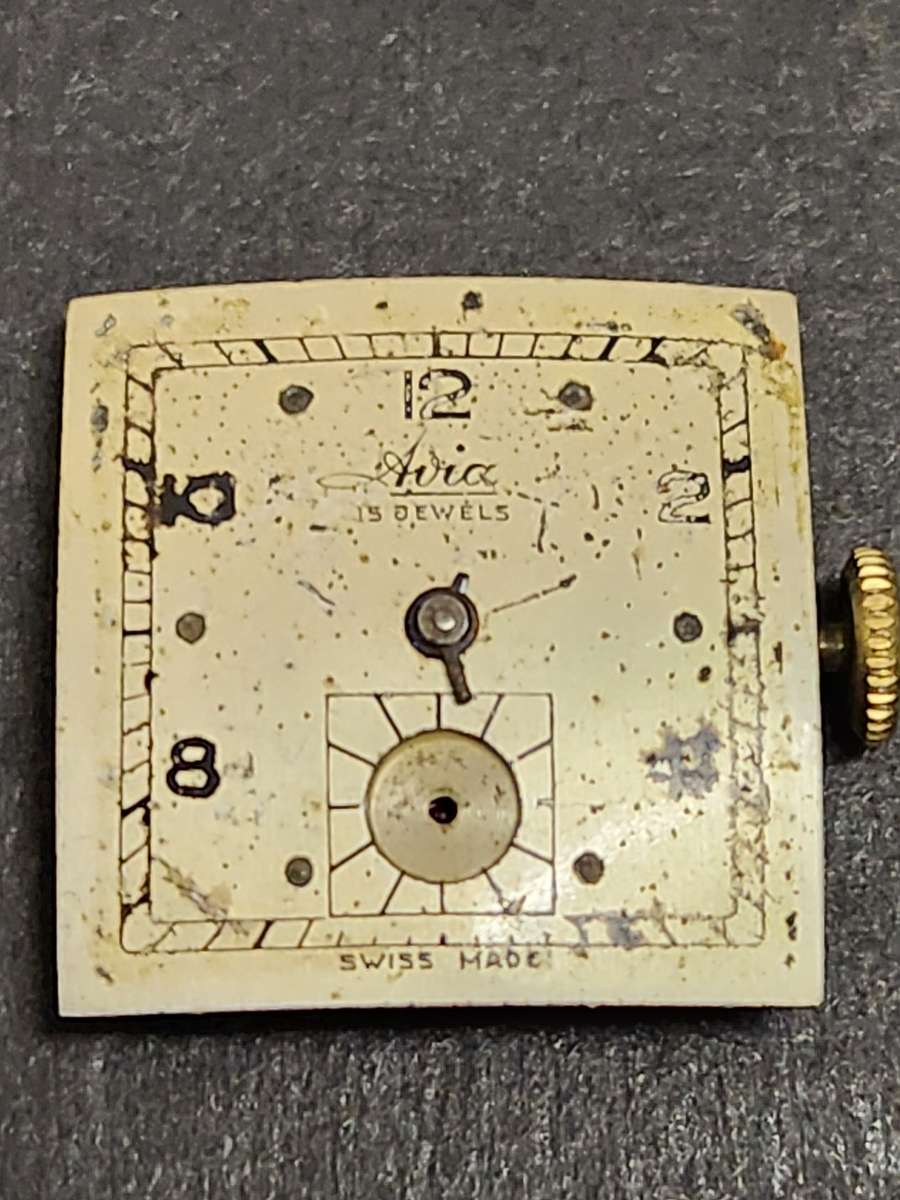 Vintage Avia 15 Jewels Mechanical Wrist Watch Rolled Gold (missing hands/balance wheel moves) not wk