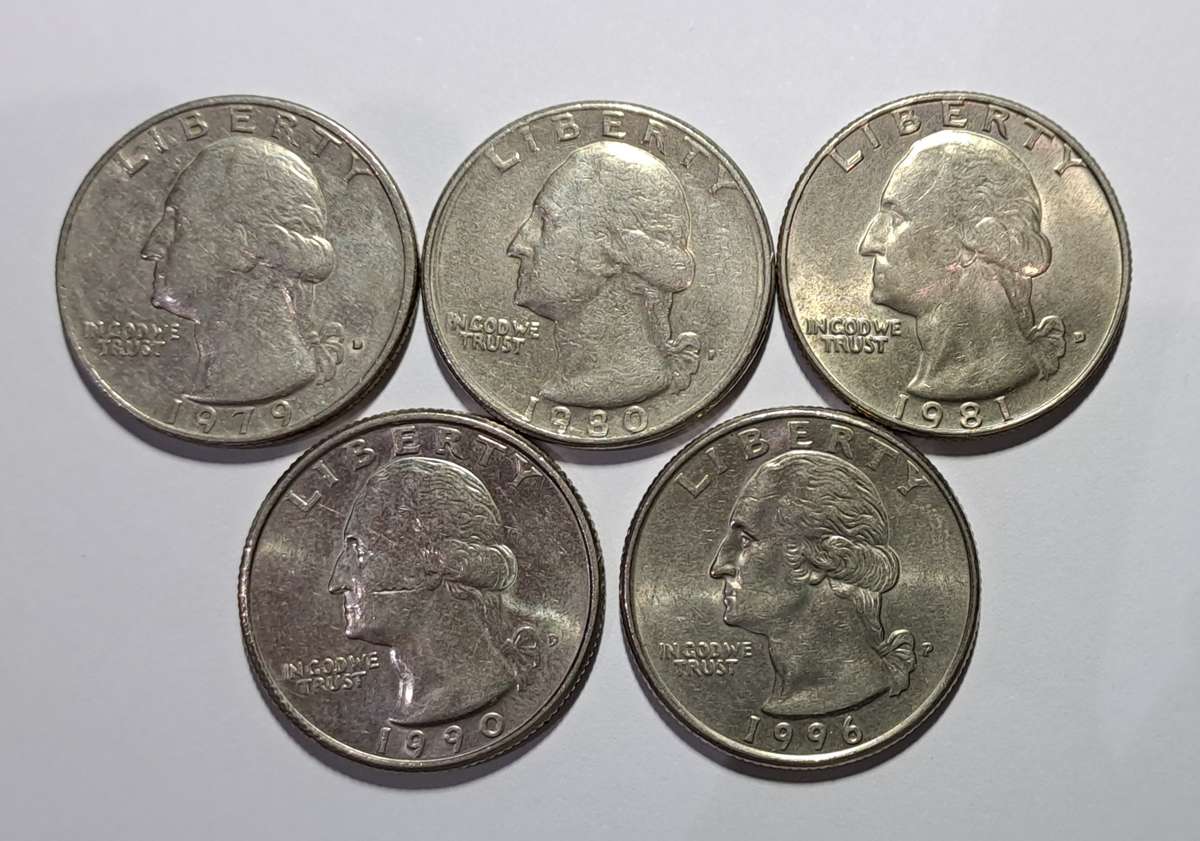 5 x Quarter Dollars from USA