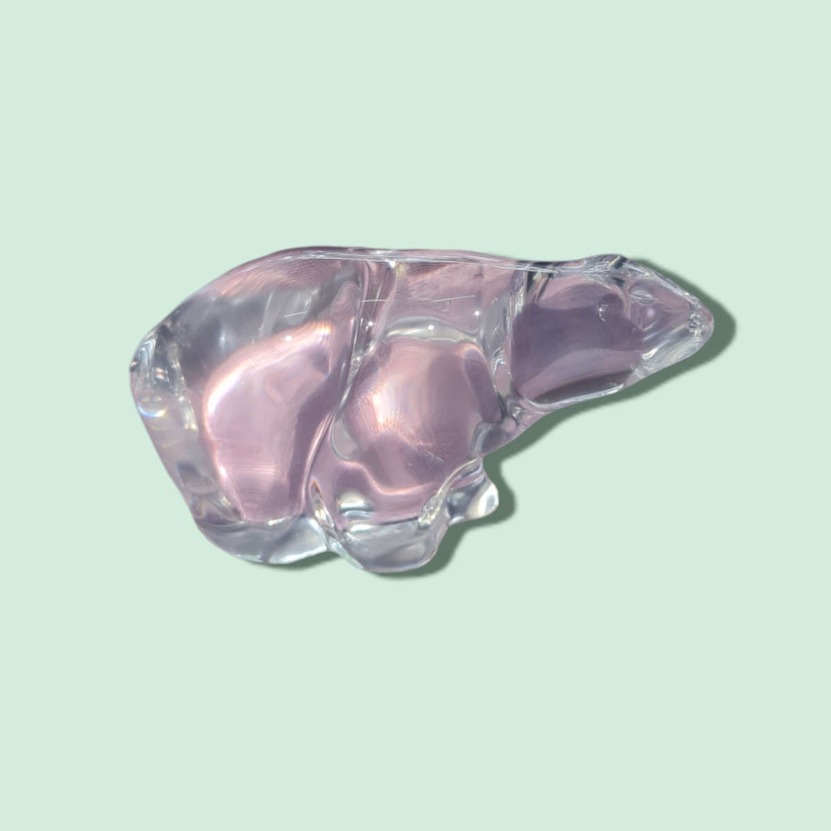 Signed Hadeland 3 Inch Glass Polar Bear Figurine