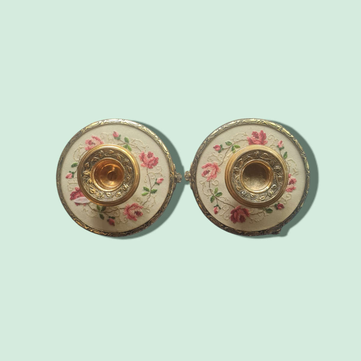 Vintage Petit Point Lace and Ormolu Gold Dressing Table Vanity Dresser Set