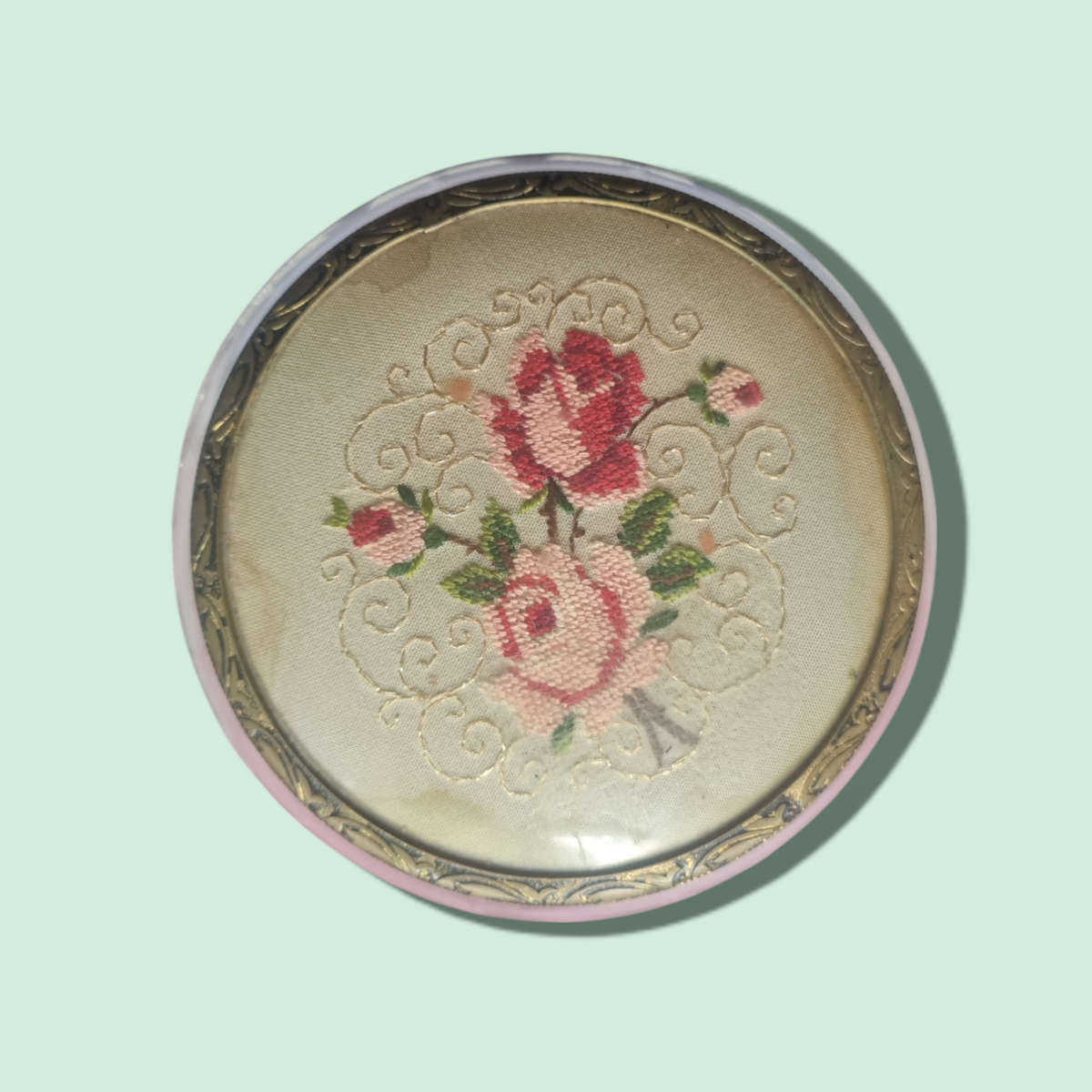 Vintage Petit Point Lace and Ormolu Gold Dressing Table Vanity Dresser Set